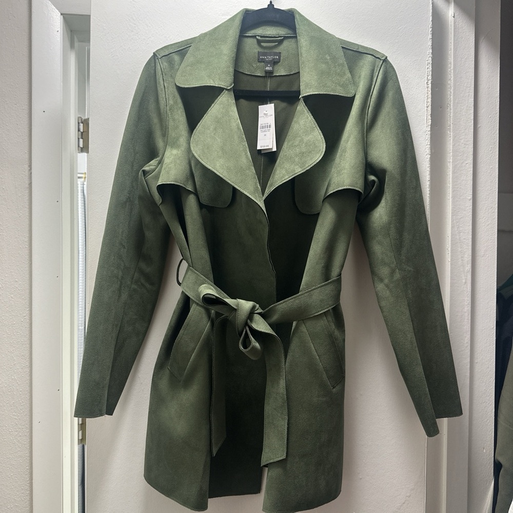 Ann Taylor Factory Olive Trench Coat - Picture 3 of 3